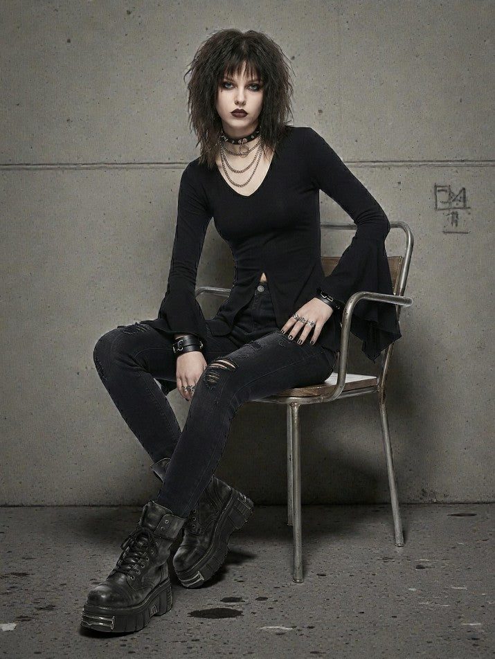 Flare Sleeve V-Neck Tee