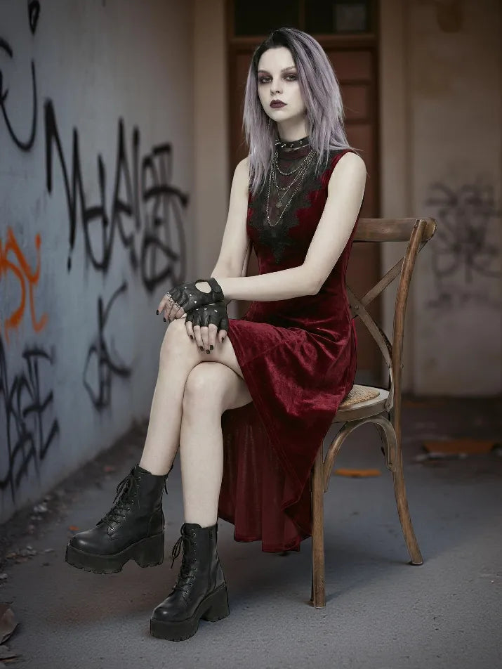Irregular Hem Velvet Dress