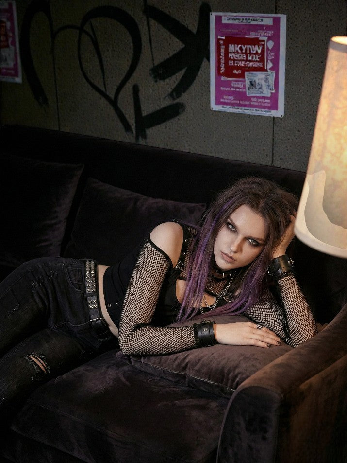 Fishnet Patchwork Crop Tee