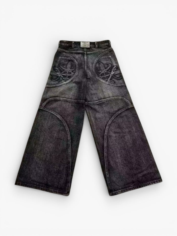 Washed Wide-Leg Denim