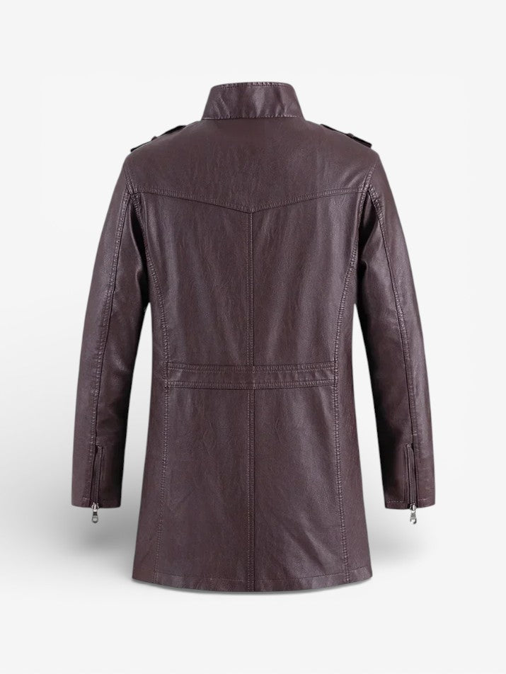 Long Fleece-Lined Biker Coat