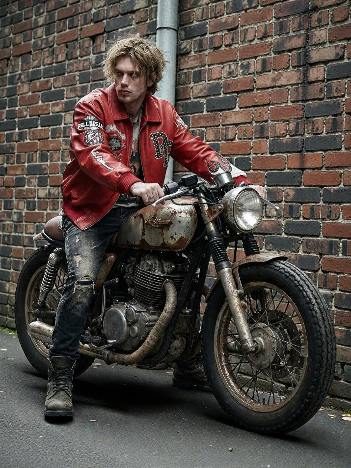 Embroidered Eagle Motorcycle Jacket