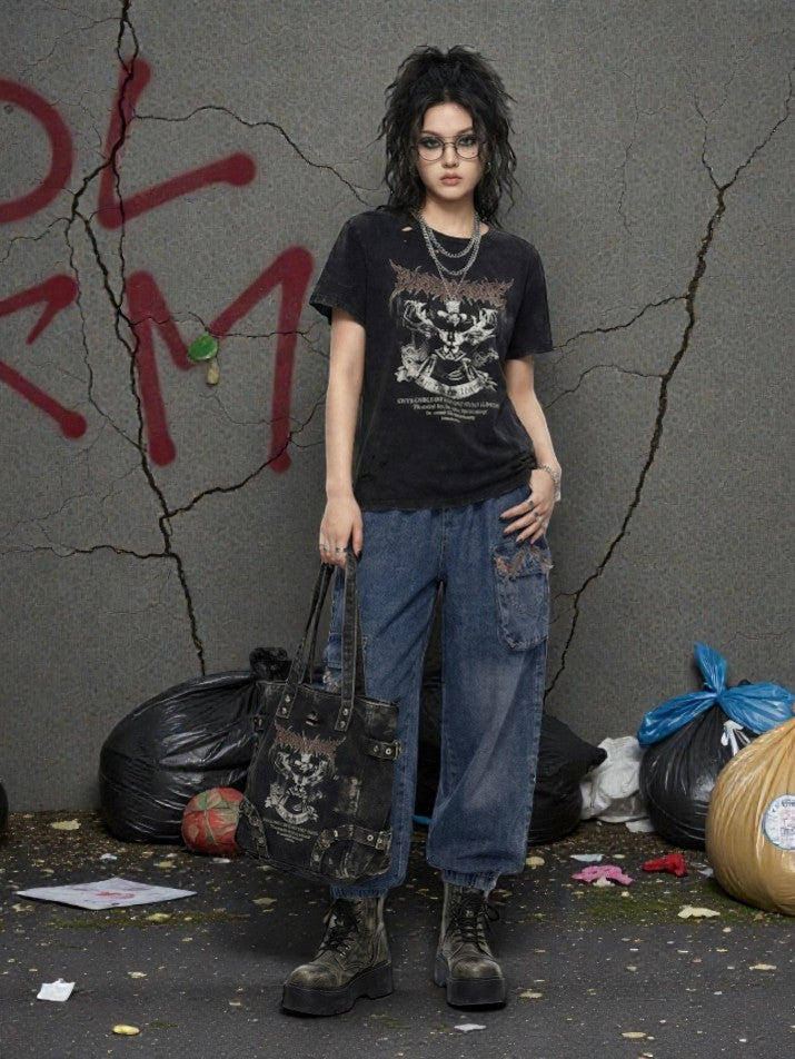 Vintage Ripped Denim Pants