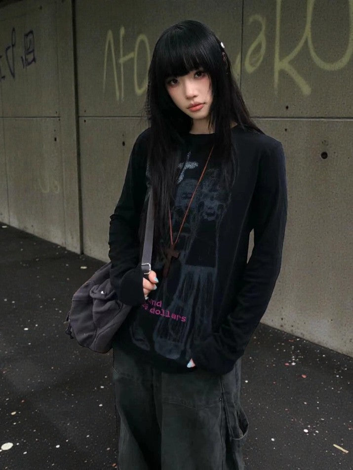Anime Print Long Sleeve Tee