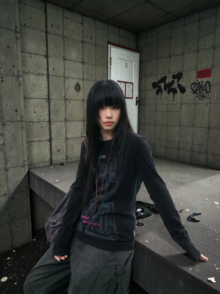Anime Print Long Sleeve Tee