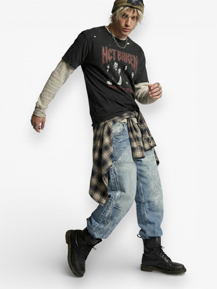 Angel Print Baggy Jeans