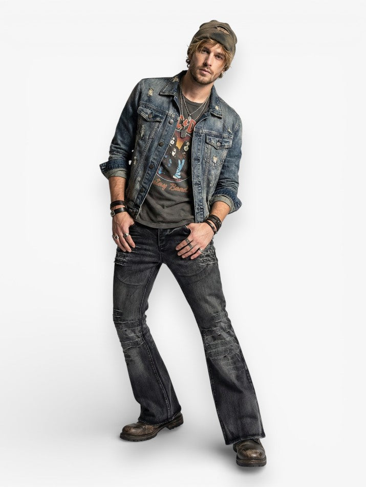 Flared Washed Denim Jeans