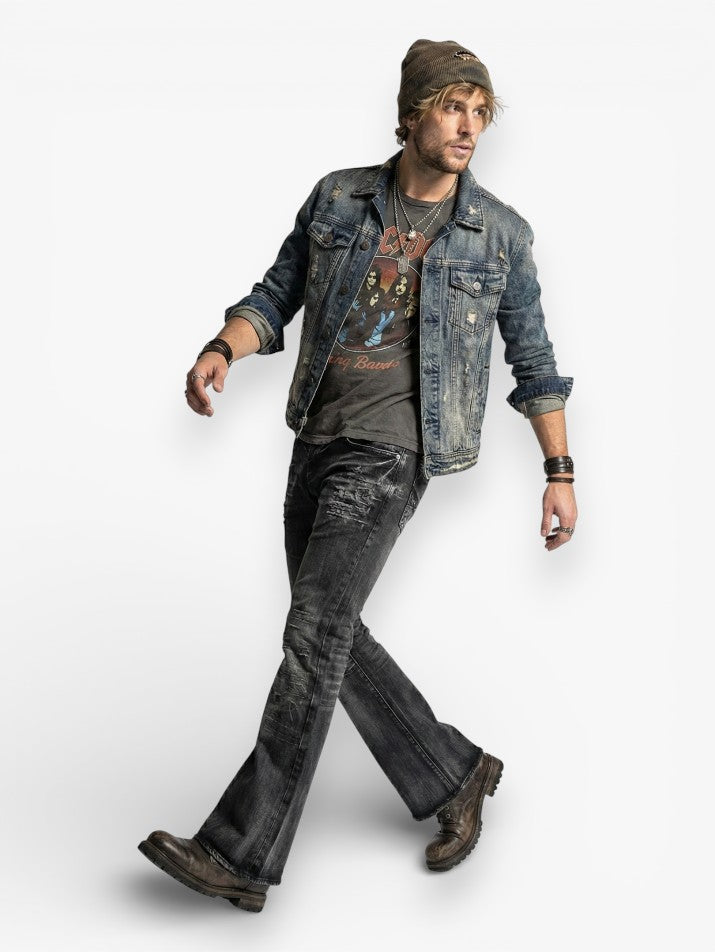 Flared Washed Denim Jeans