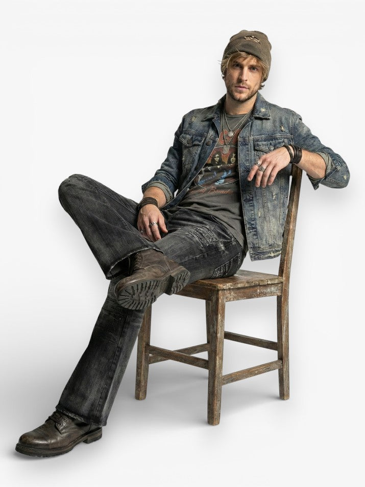 Flared Washed Denim Jeans