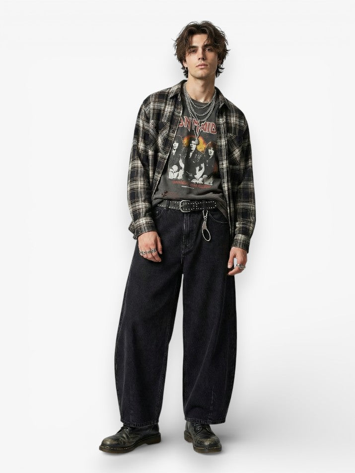 Baggy Curved Denim Jeans