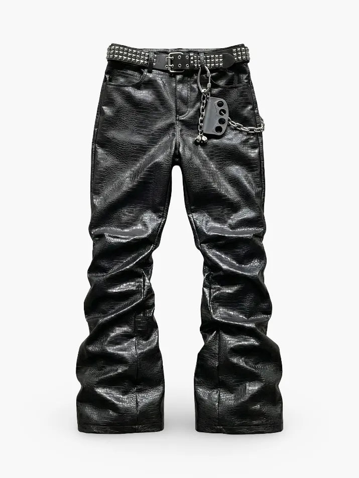 Crocodile Print Leather Pants