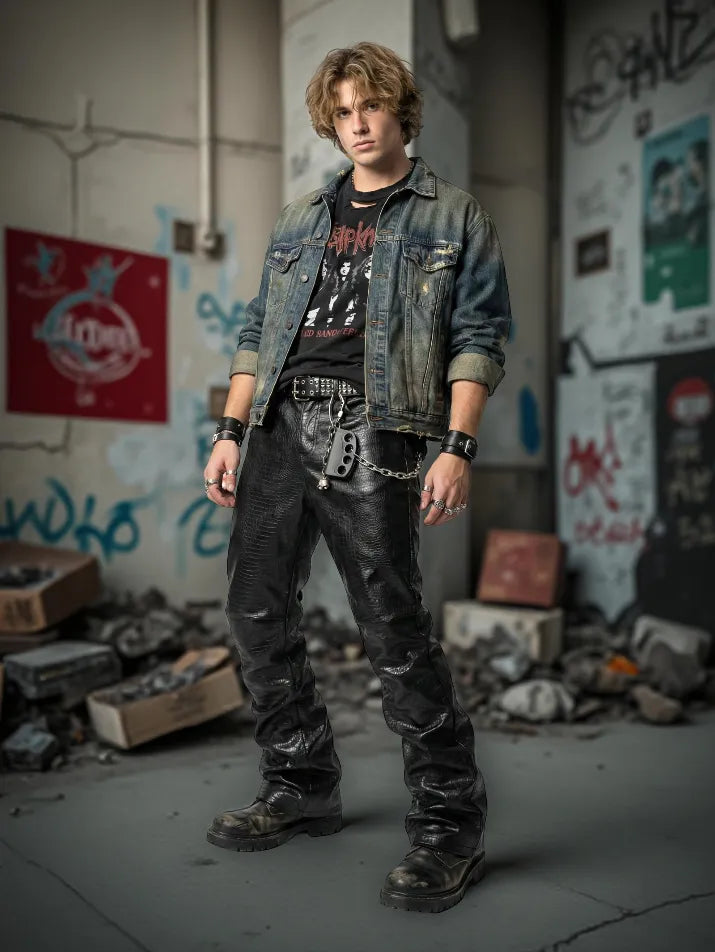 Crocodile Print Leather Pants