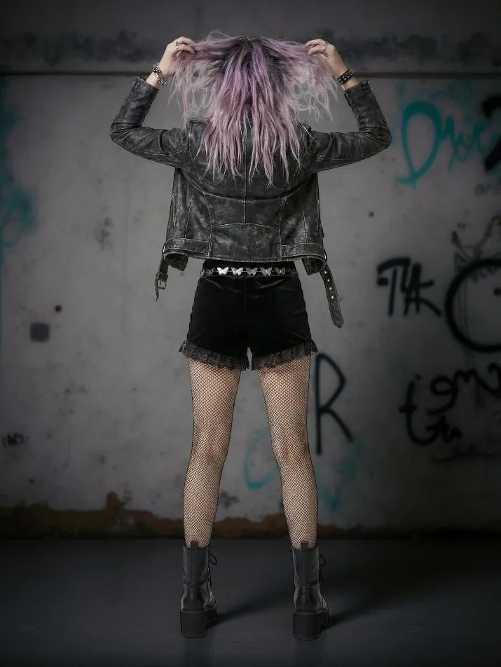 Velvet Lace Ruched Shorts