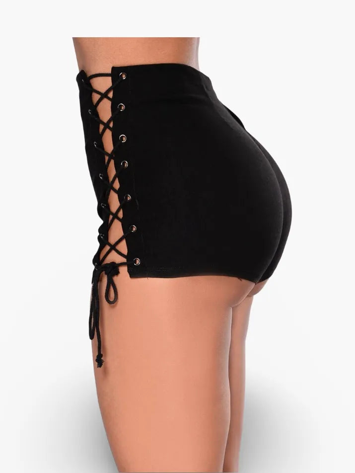 Lace-Up Denim Shorts