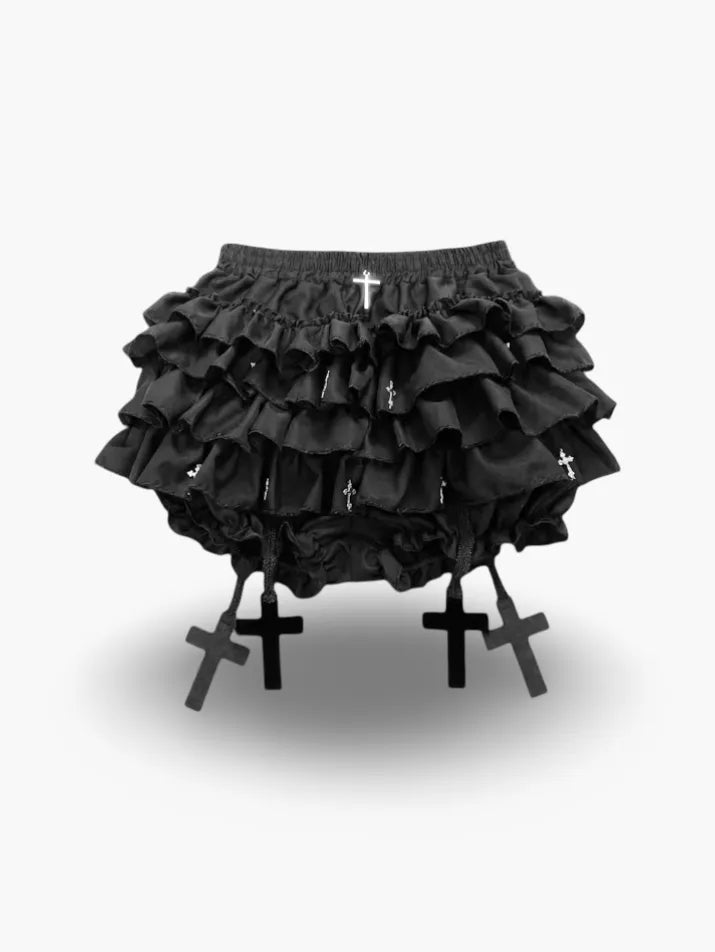 Cross Decor Ruffle Bloomers