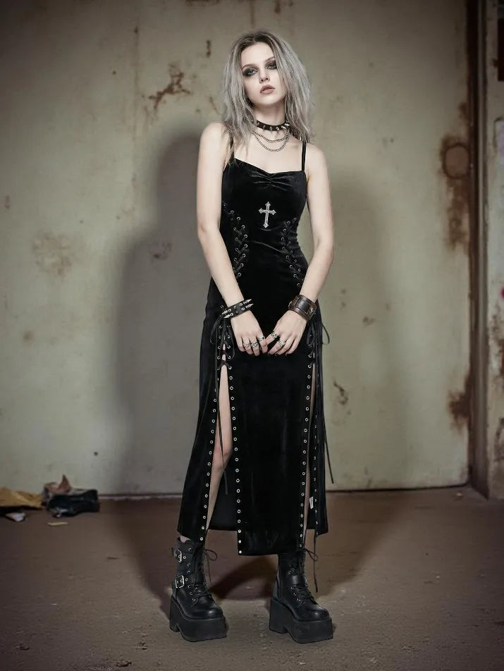 Strap Bandage Split Dress