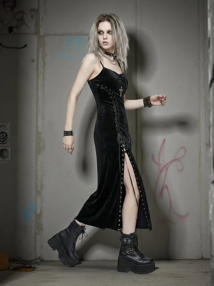 Strap Bandage Split Dress