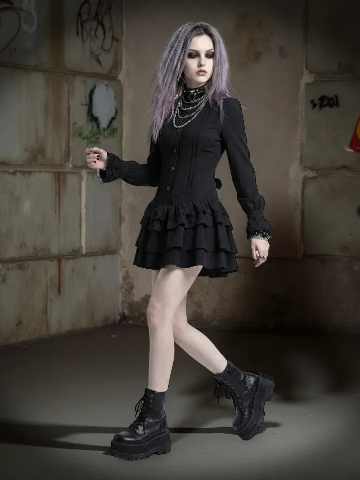 Lace-Up Gothic Mini Dress