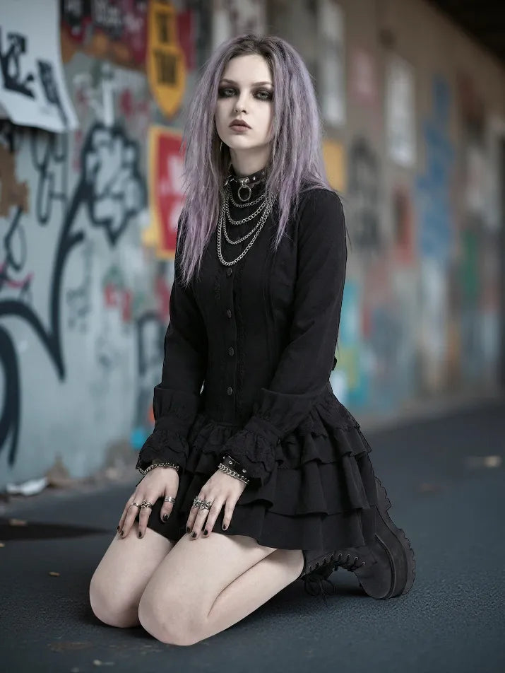 Lace-Up Gothic Mini Dress