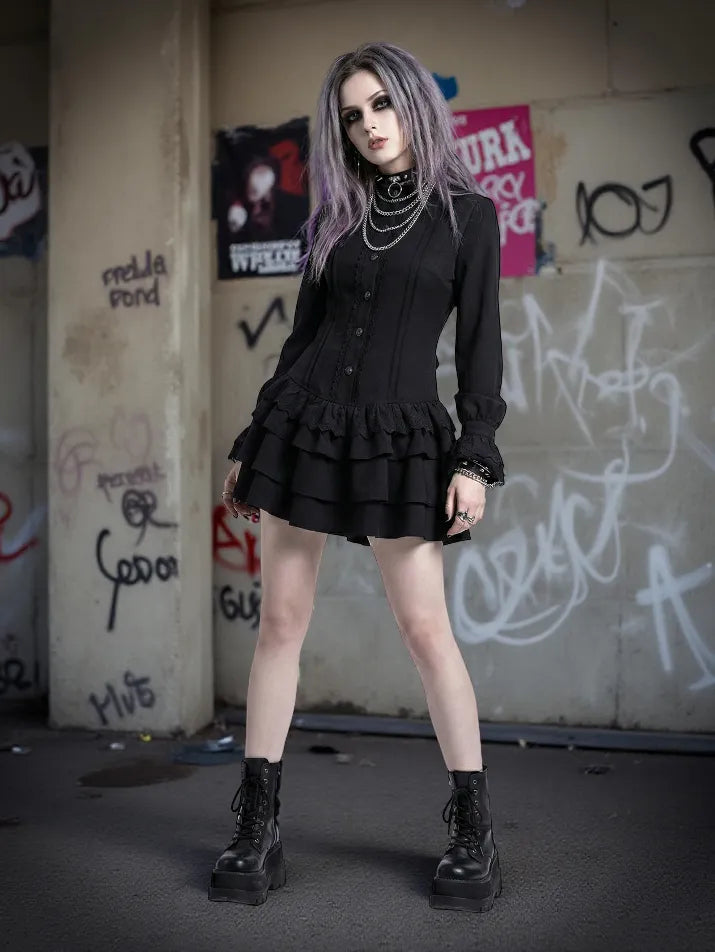 Lace-Up Gothic Mini Dress