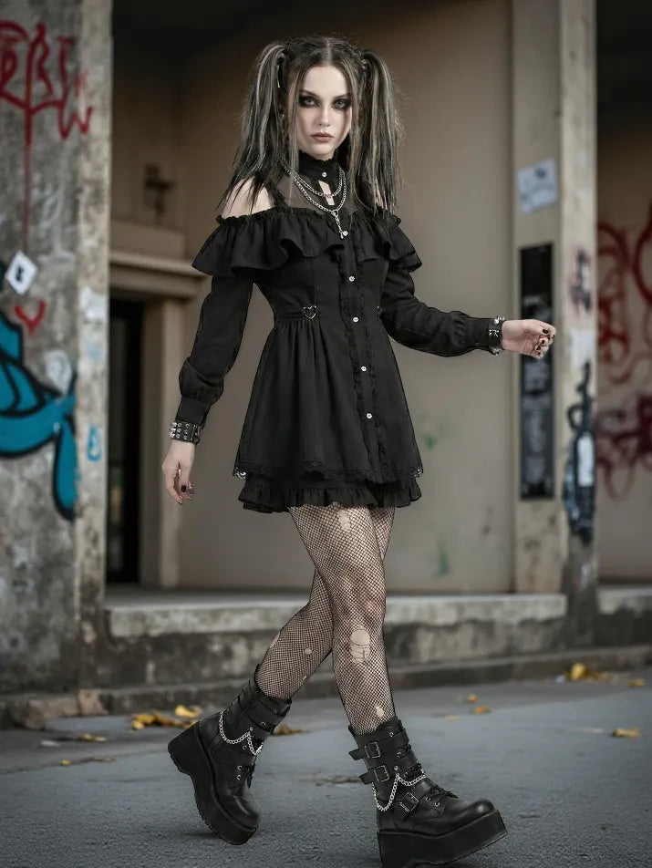 Bow Lace Gothic Dress Set