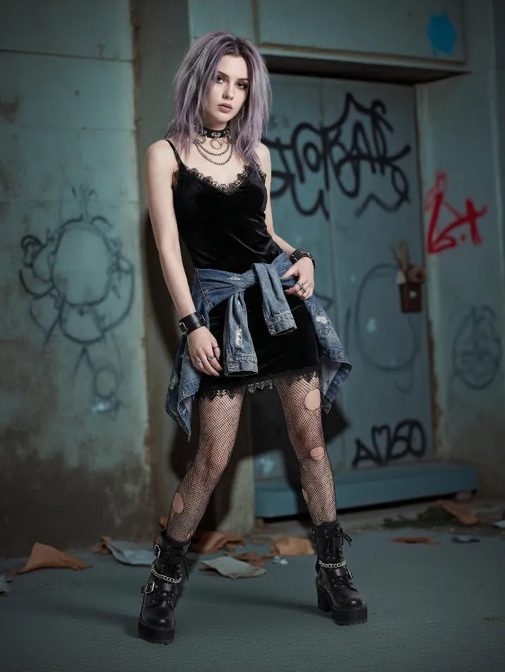 Dark Cross Strap Mini Dress
