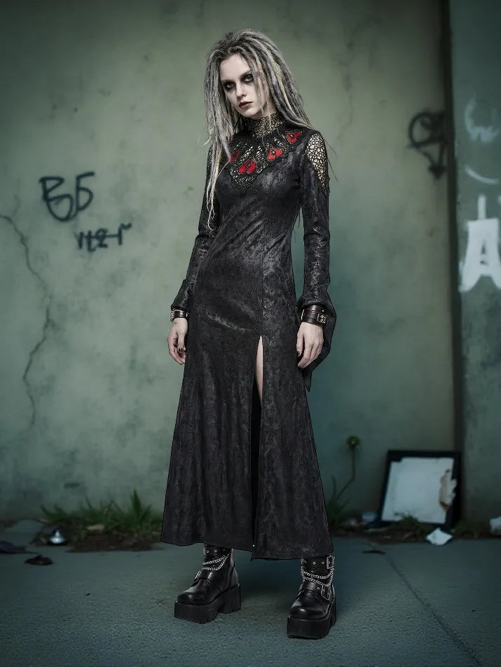 Spider Mesh Flared Sleeve Dress