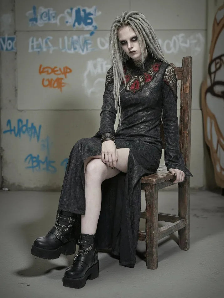Spider Mesh Flared Sleeve Dress