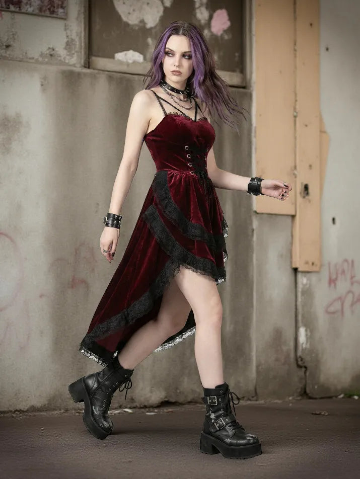 Lace Smocked Gothic Midi Dress