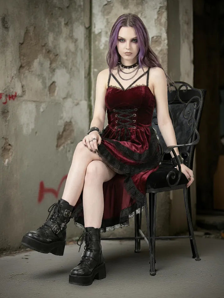 Lace Smocked Gothic Midi Dress