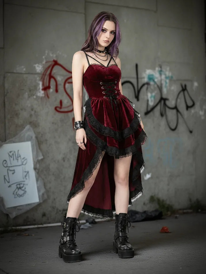 Lace Smocked Gothic Midi Dress