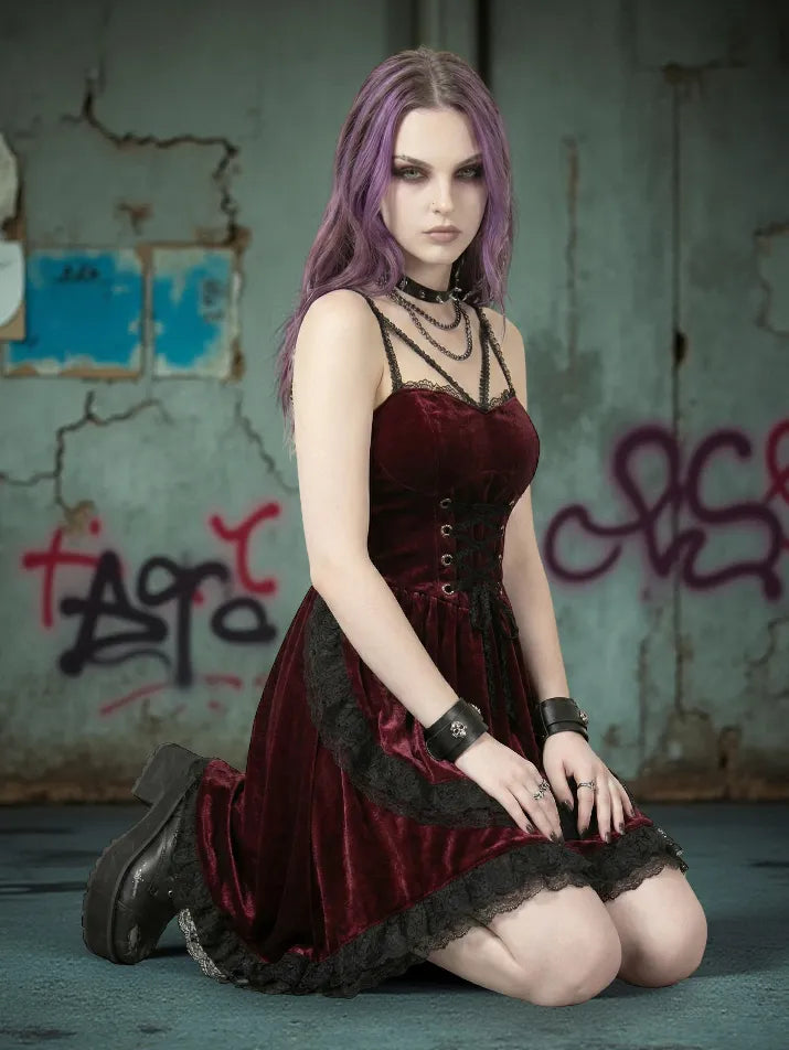 Lace Smocked Gothic Midi Dress