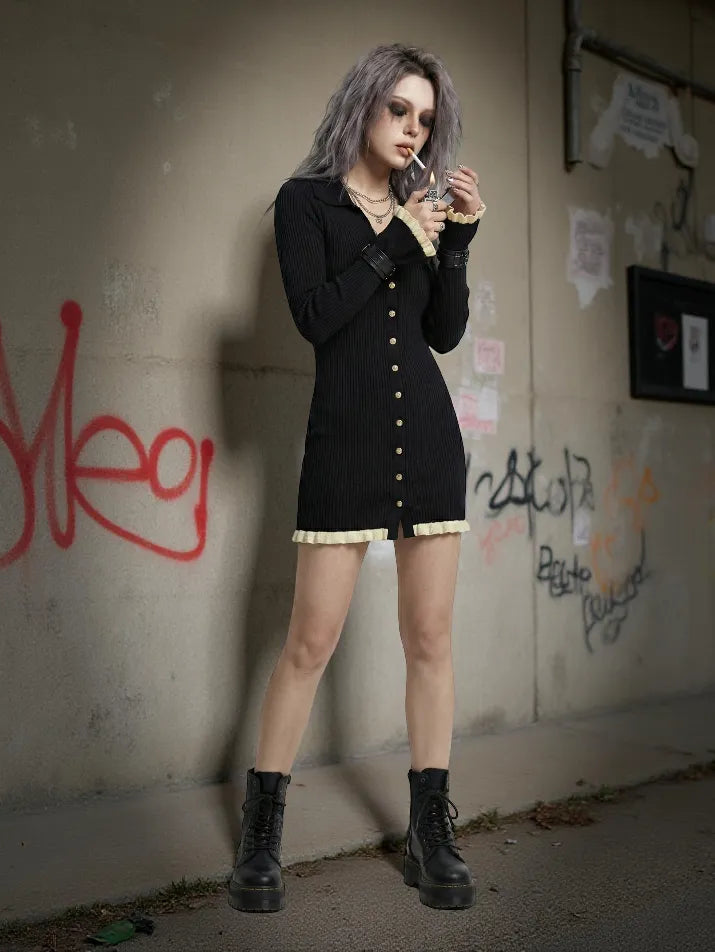 Lace Ruched Mini Dress