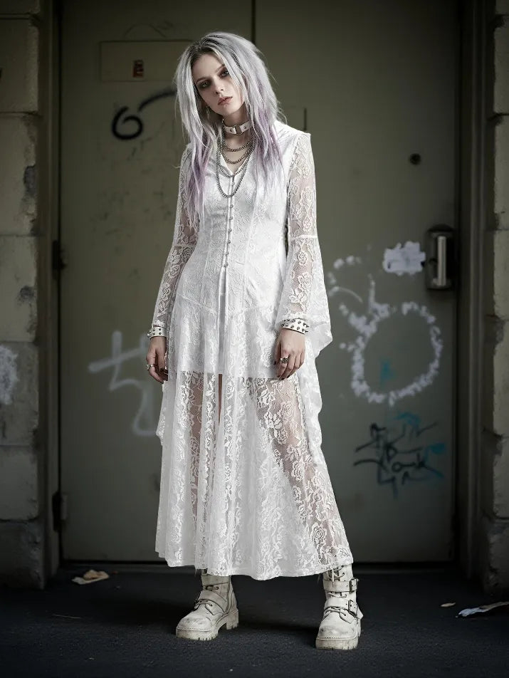 Hooded Lace Gothic Maxi Dress