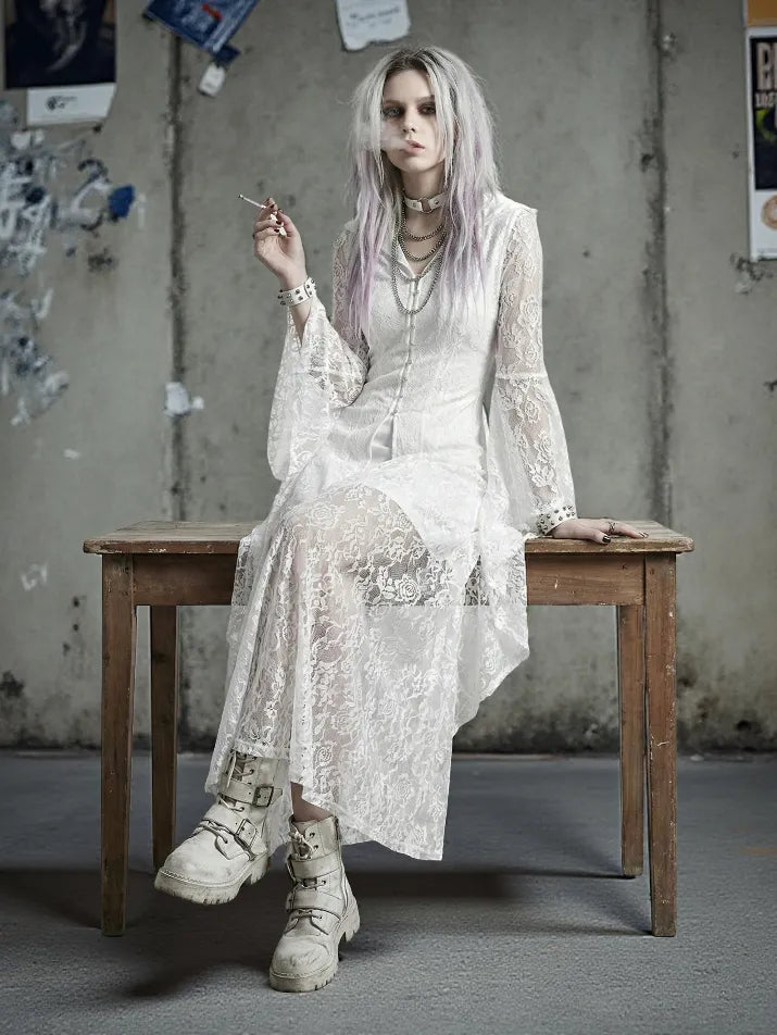 Hooded Lace Gothic Maxi Dress