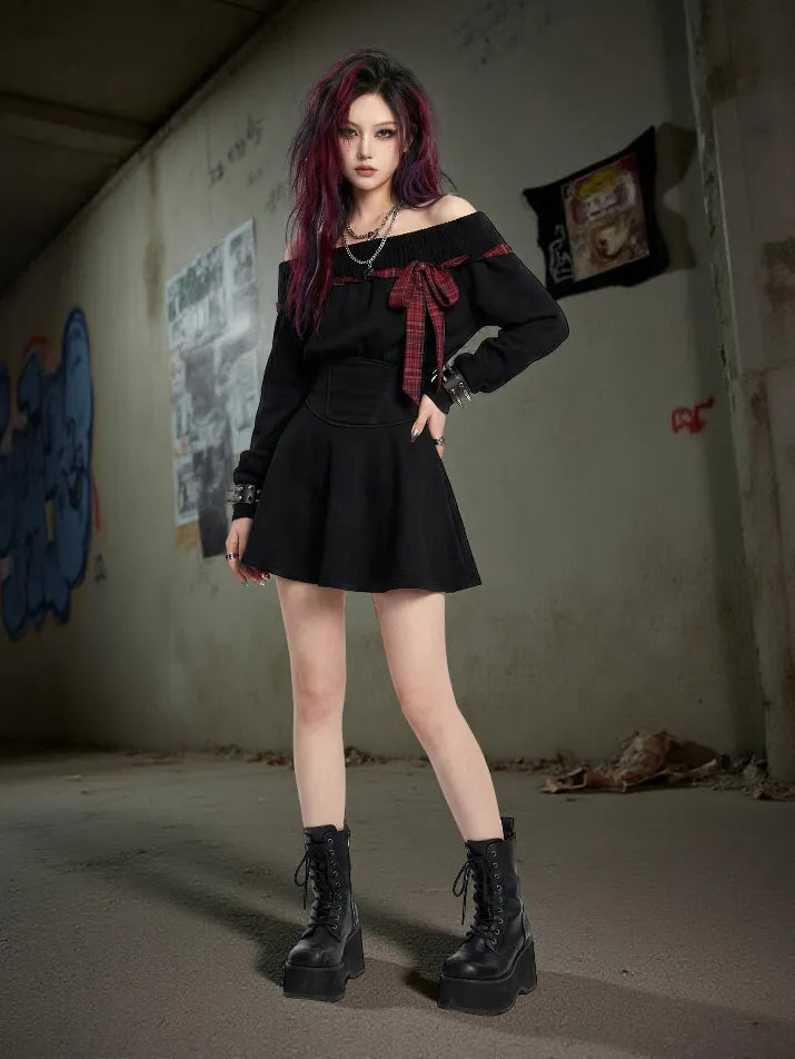 One-Shoulder Hoodie Mini Dress