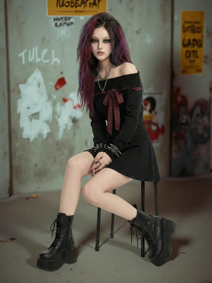 One-Shoulder Hoodie Mini Dress