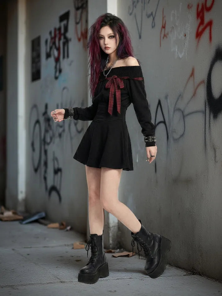 One-Shoulder Hoodie Mini Dress