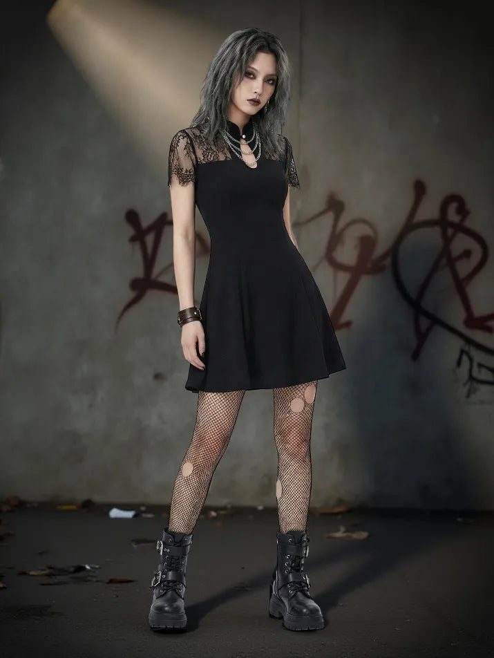 Lace Patchwork Mini Dress