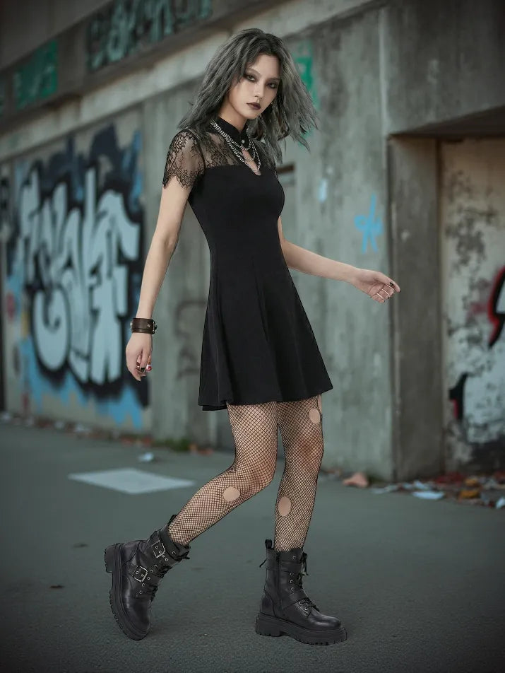 Lace Patchwork Mini Dress