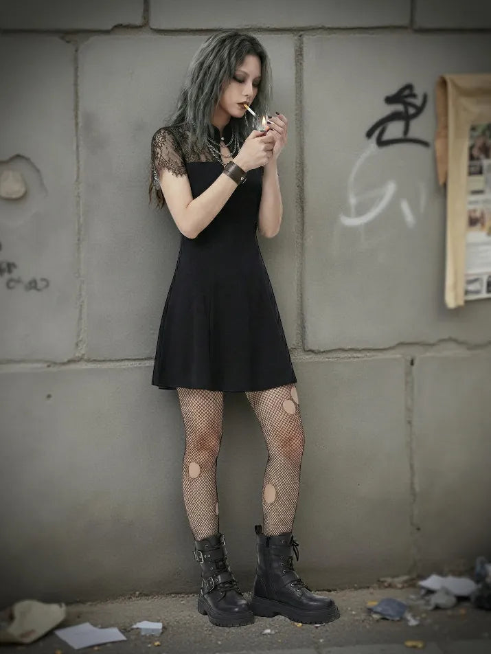 Lace Patchwork Mini Dress
