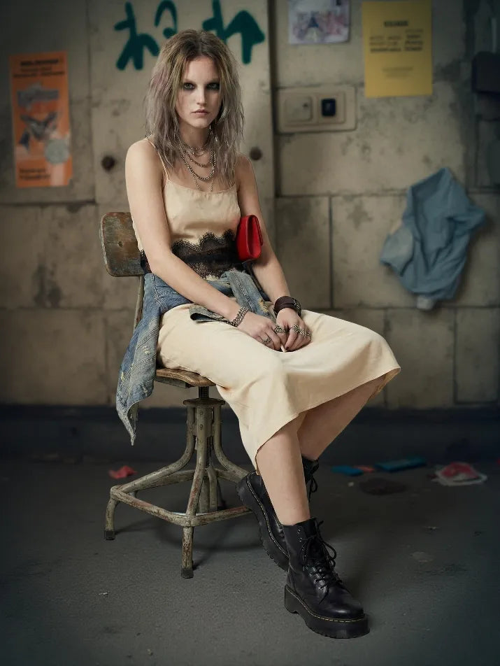 Backless Lace Patchwork Maxi Dress