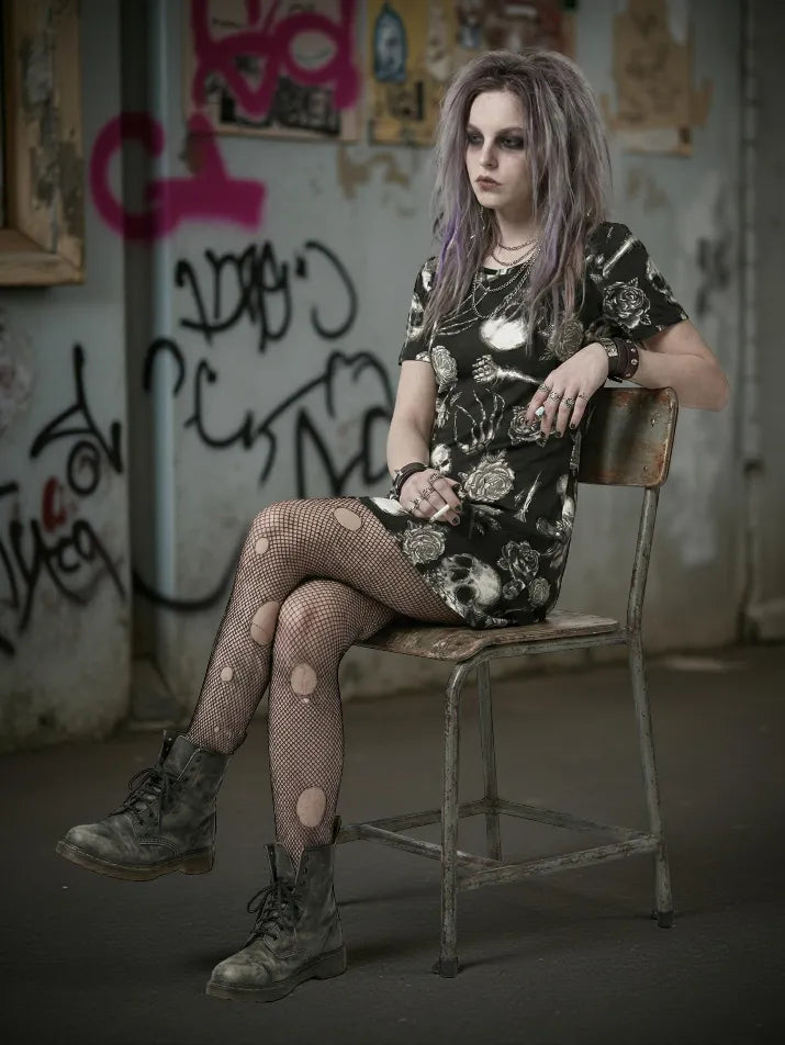 Skull Graphic Gothic Dress