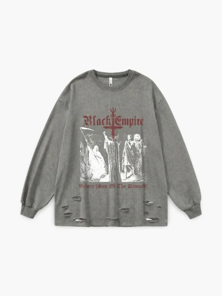 Ripped Long Sleeve Graphic Tee