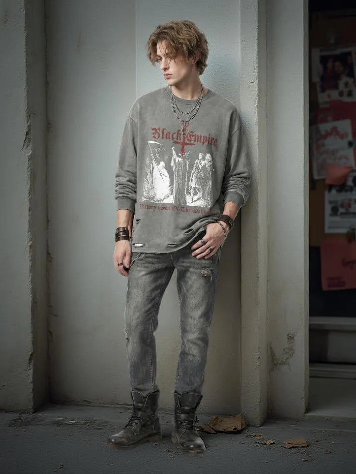 Ripped Long Sleeve Graphic Tee