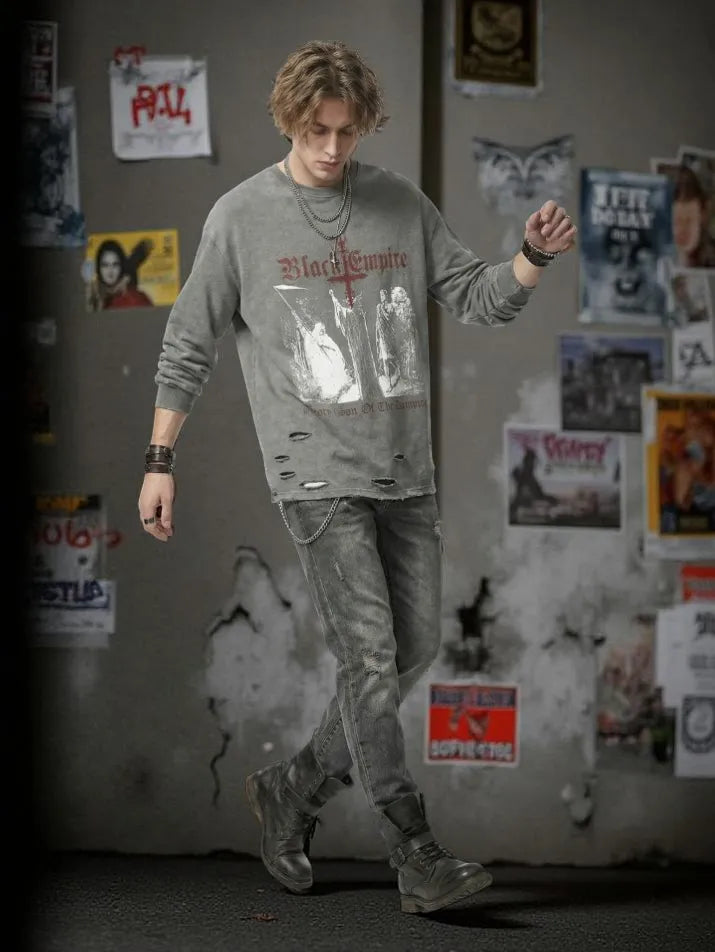 Ripped Long Sleeve Graphic Tee