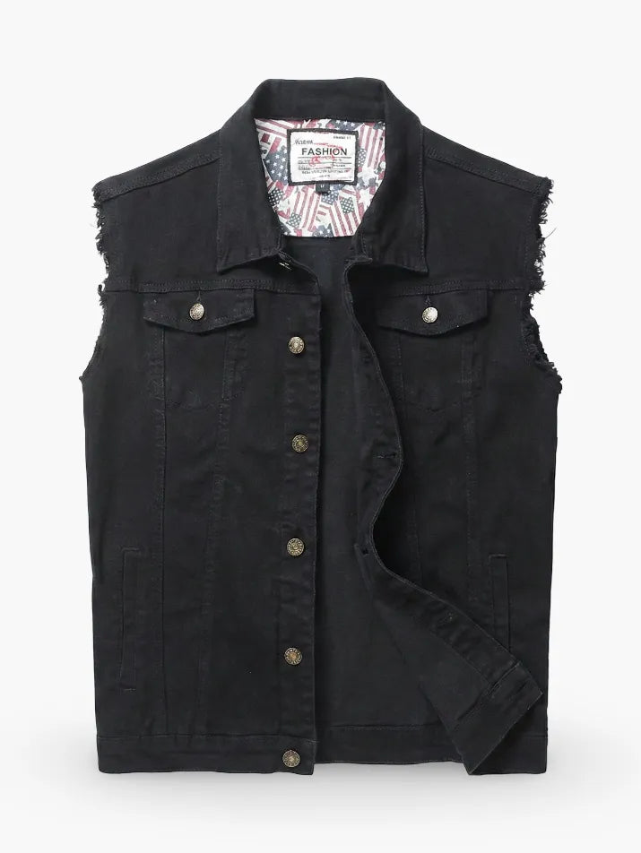 Ripped Denim Battle Vest