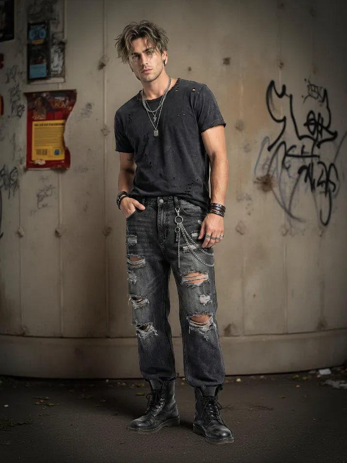 Baggy Ripped Gothic Denim