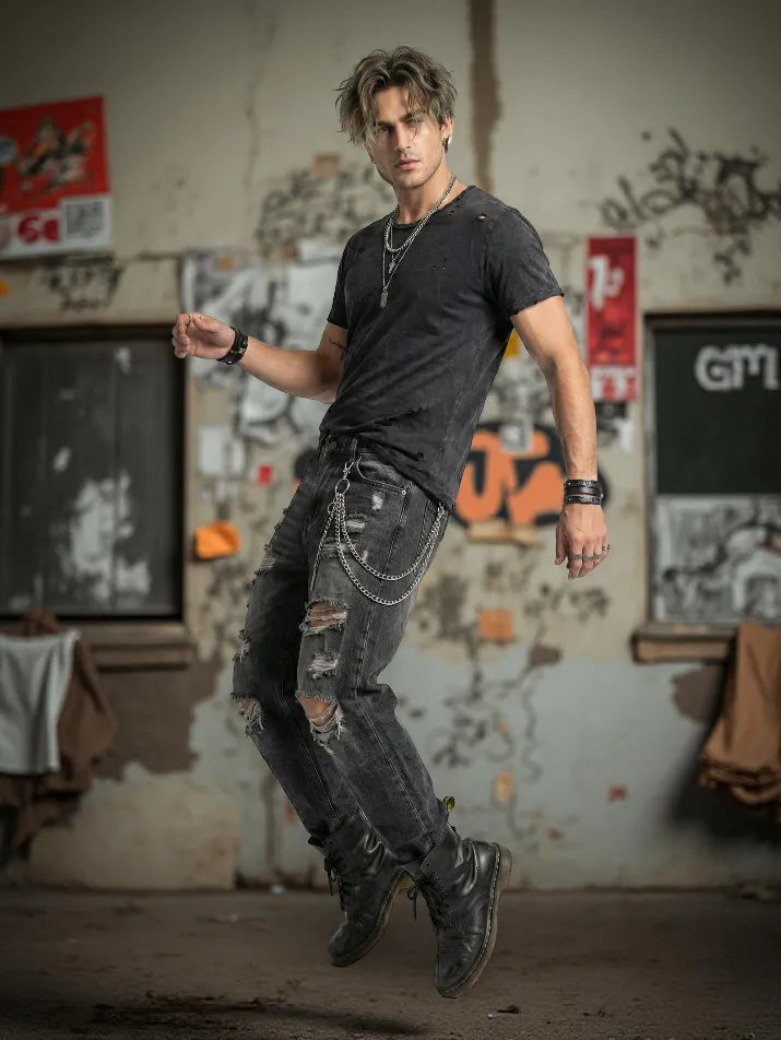 Baggy Ripped Gothic Denim