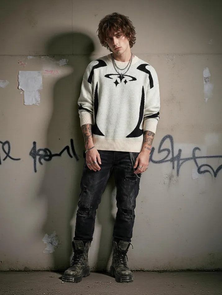 Star Print Knit Sweater